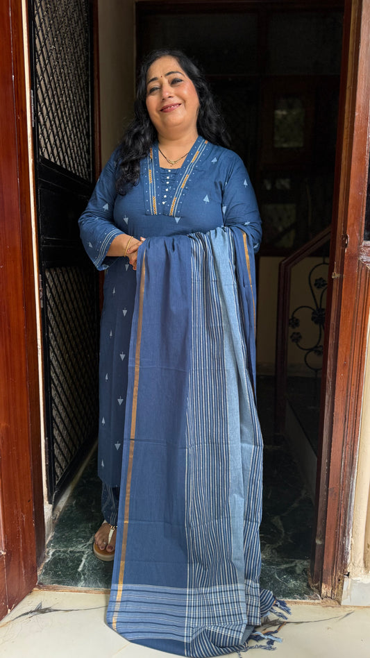 Neha Blue Handloom Suit