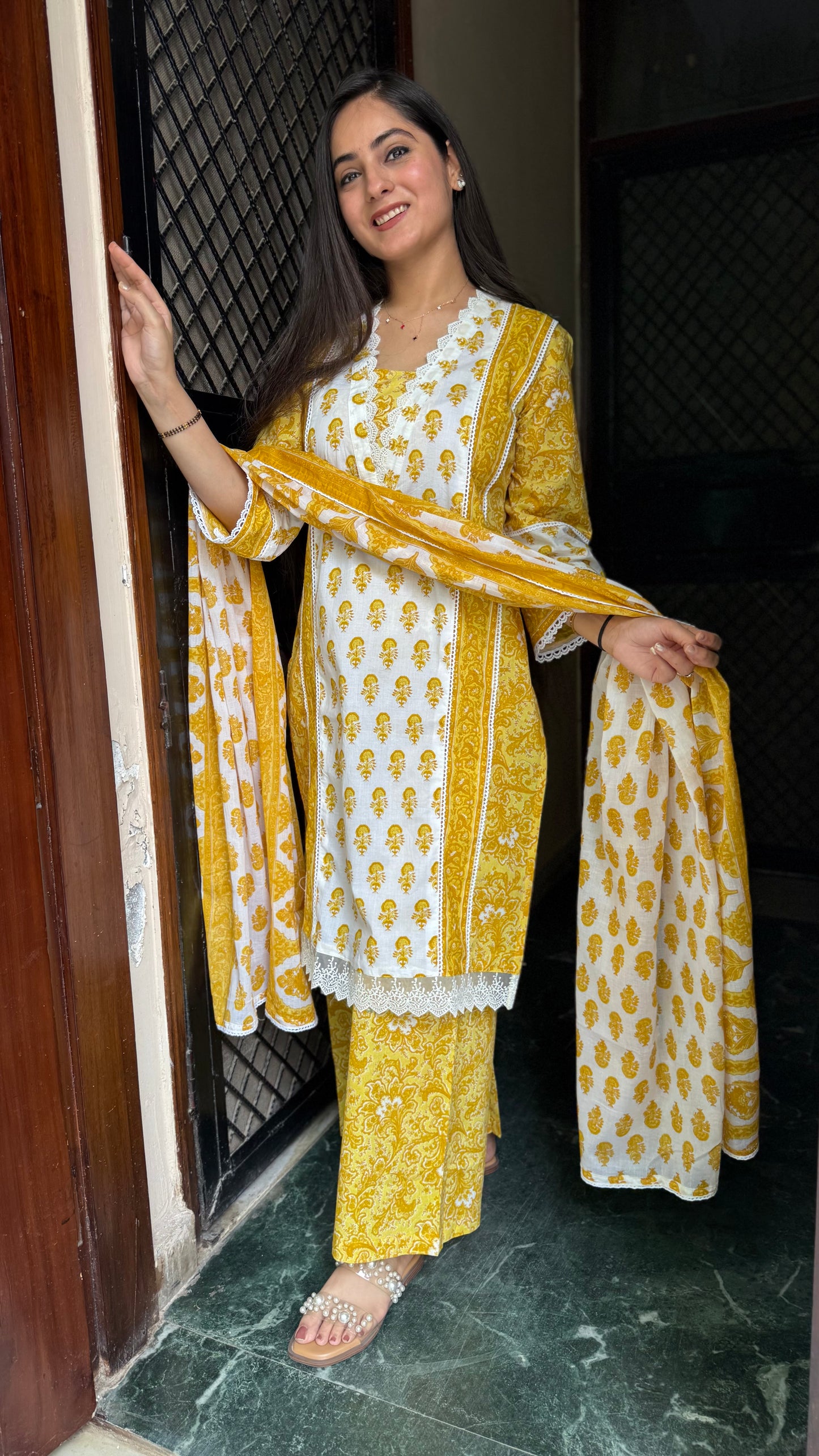 Diksha Mustard Palazzo Suit Set