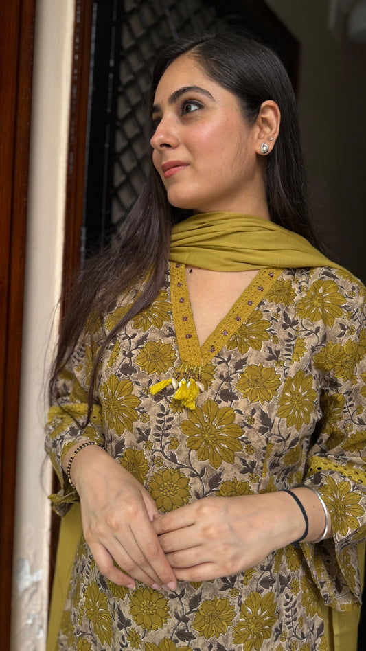 Shashi Mustard A- Line Suit