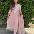 Tara Pink Embroidered Suit