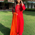 Priya Red Leheriya Suit Set