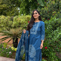 Blue Motif Suit Set
