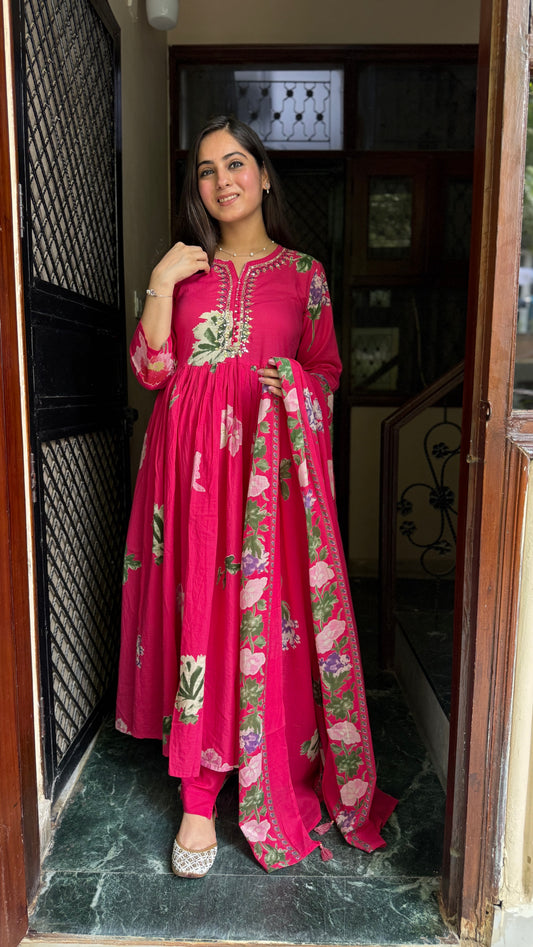 Veena Pink Flared Suit