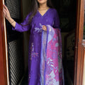 Meera Purple Mul Chanderi Suit