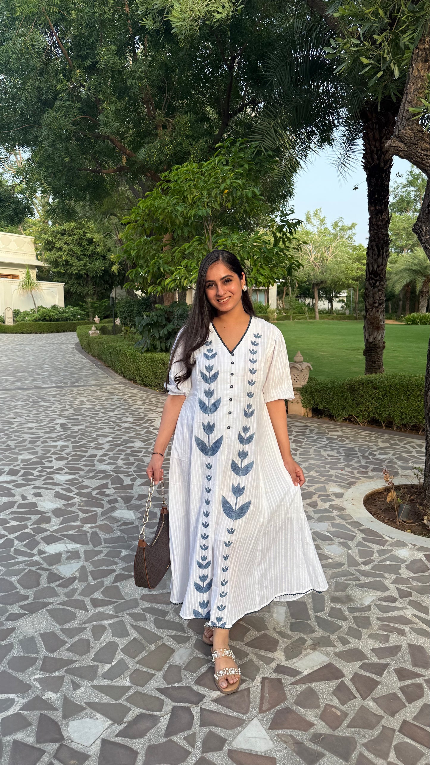 Azure Bloom Cotton Dress