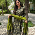 Ikkat Green Wrap-Style Suit Set