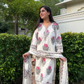 Gul Off White Printed Suit