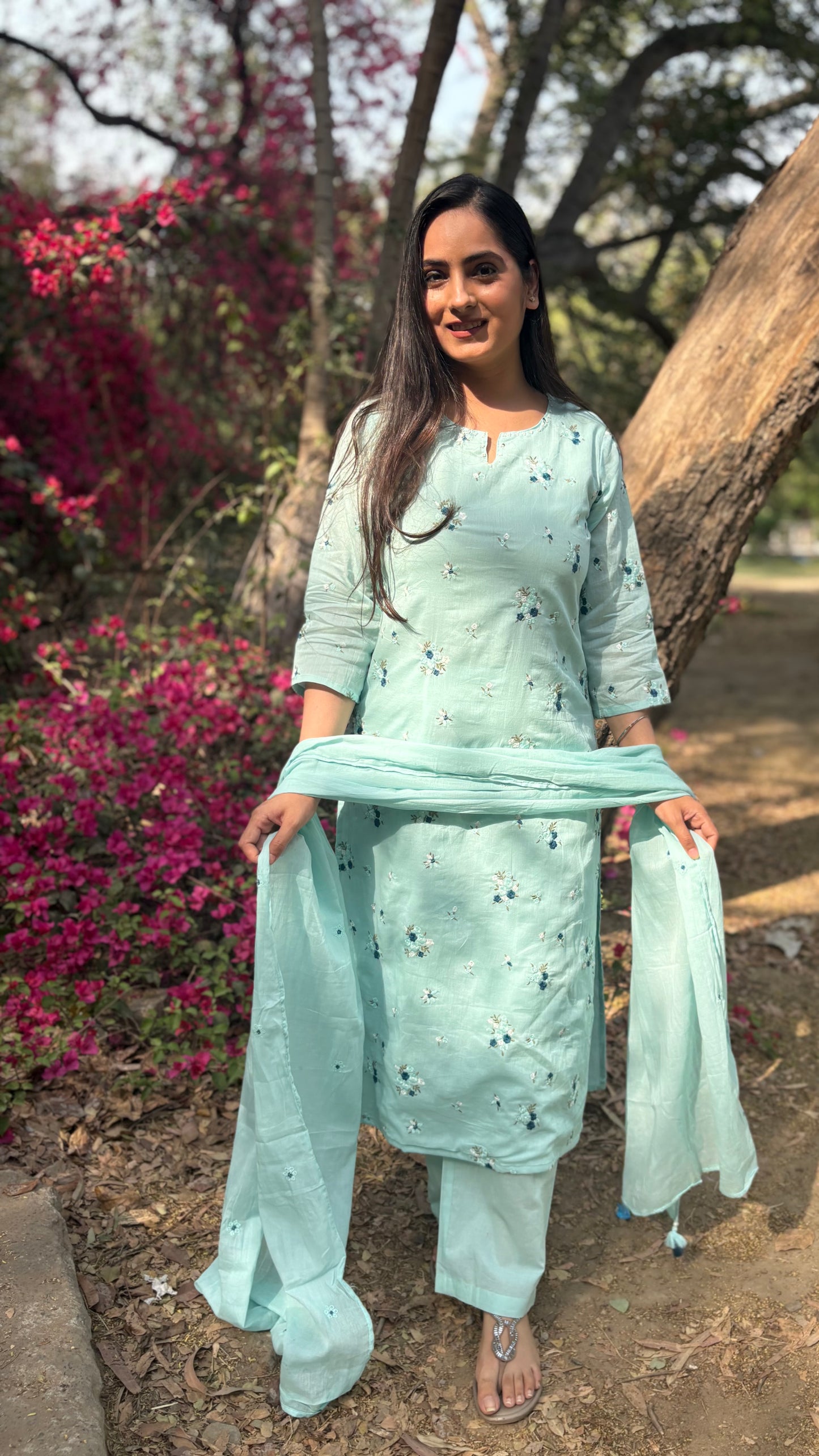 Pastel Bloom Cotton Mulmul Suit