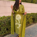Shruti Olive Green Cotton Suit