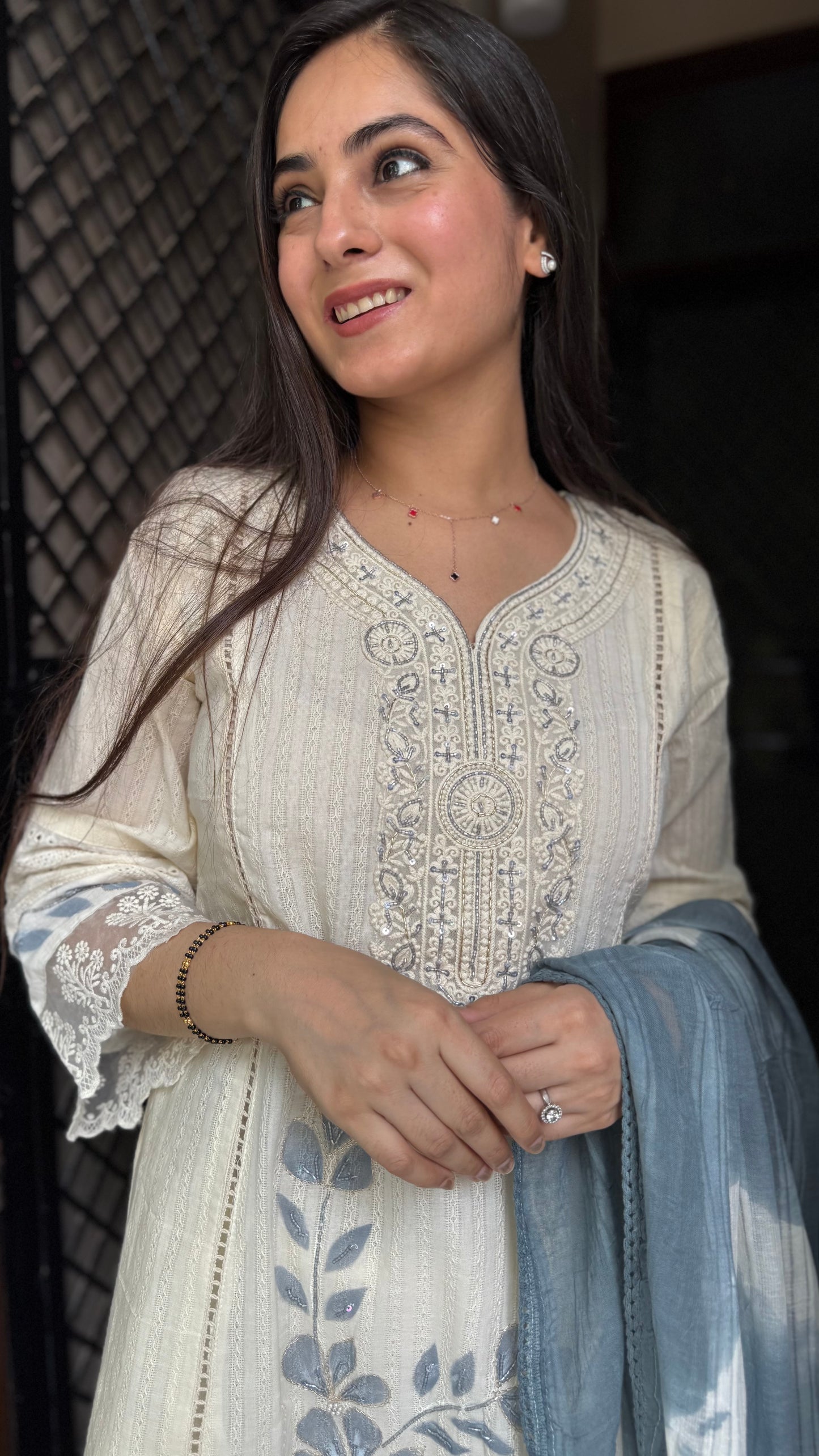 Komal Cream A-line Suit
