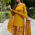 Manya Mustard Floral Sharara Suit