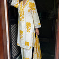 Ruhi Cream Mustard Lace Suit