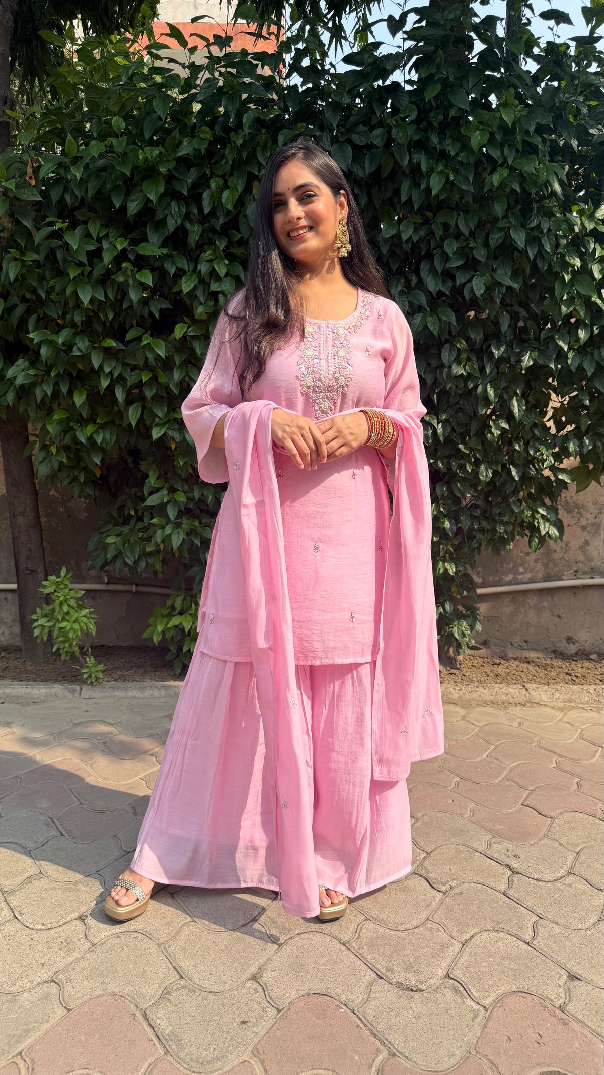Avika Pink Embroidered Sharara Set