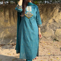 Neha Teal Cotton Suit
