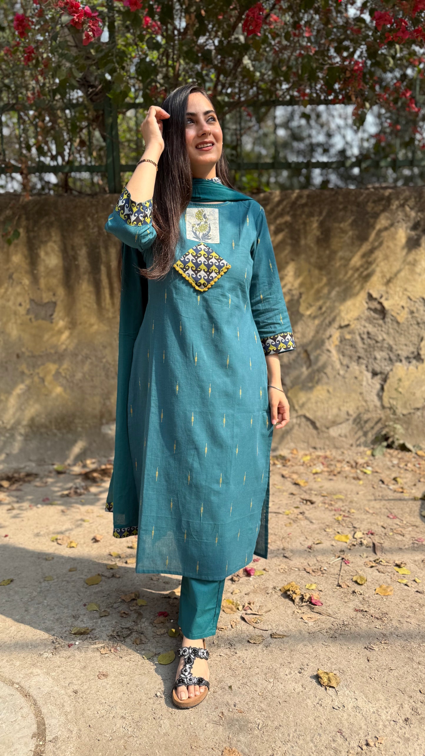 Neha Teal Cotton Suit