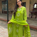 Green Bandhej Suit Set