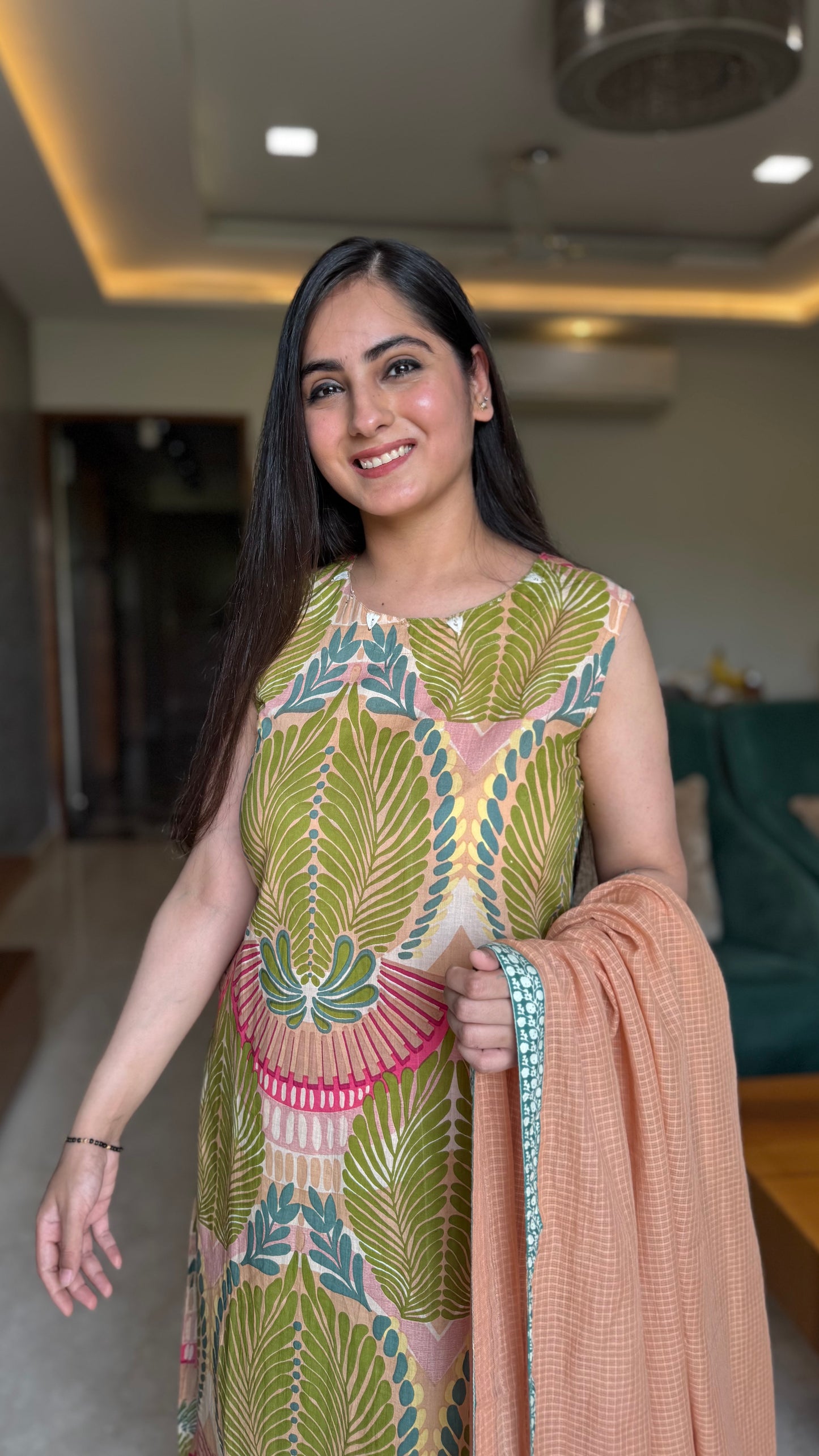 Shagun Beige Sleeveless Suit