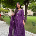 Kyra Purple Leheriya Anarkali Set