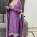 Latika Lilac Embroidered Suit