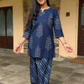 Meera Navy Bandhej Farshi Set