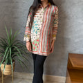 Beige Multi-Print Long Top
