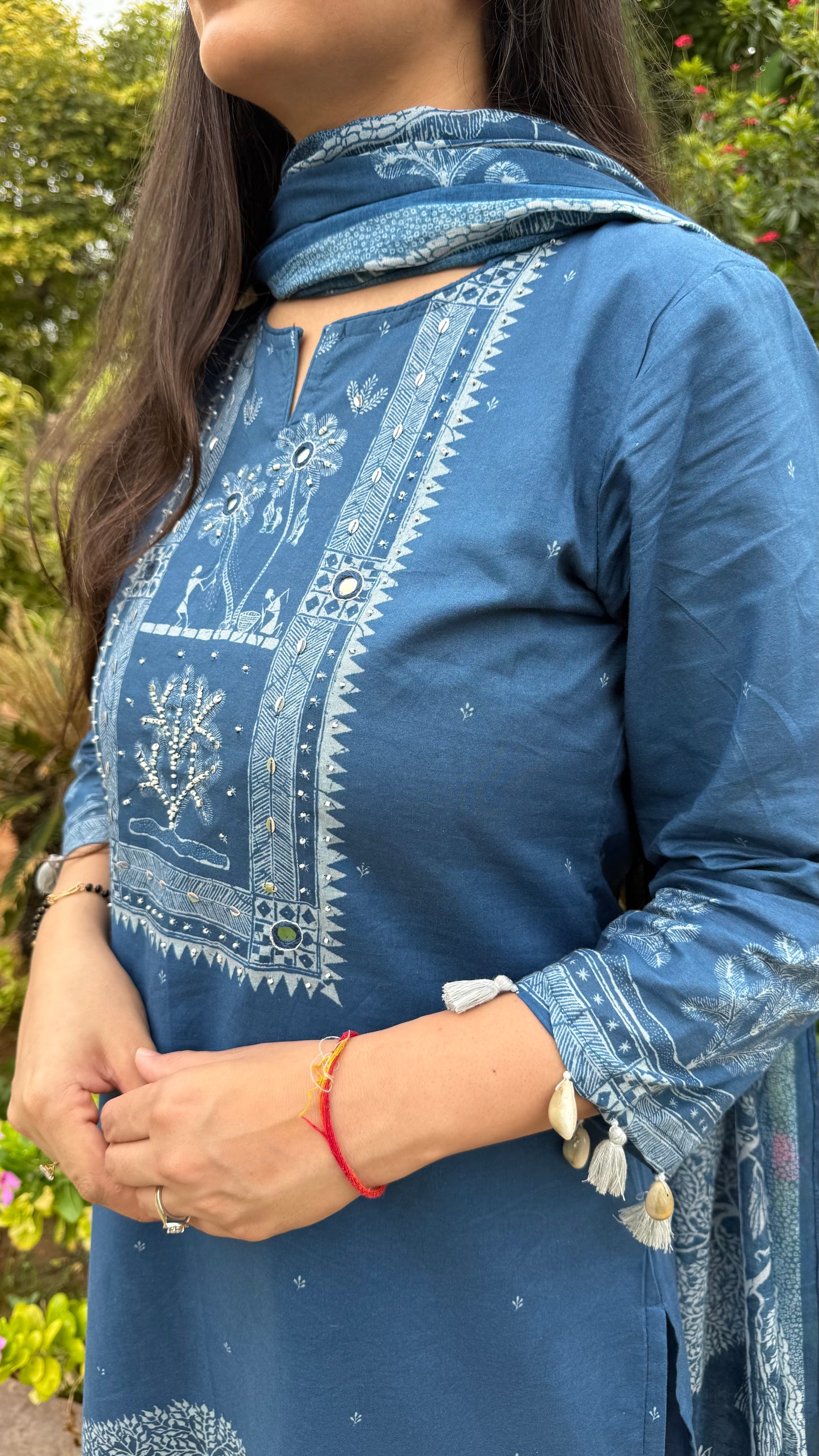 Blue Motif Suit Set
