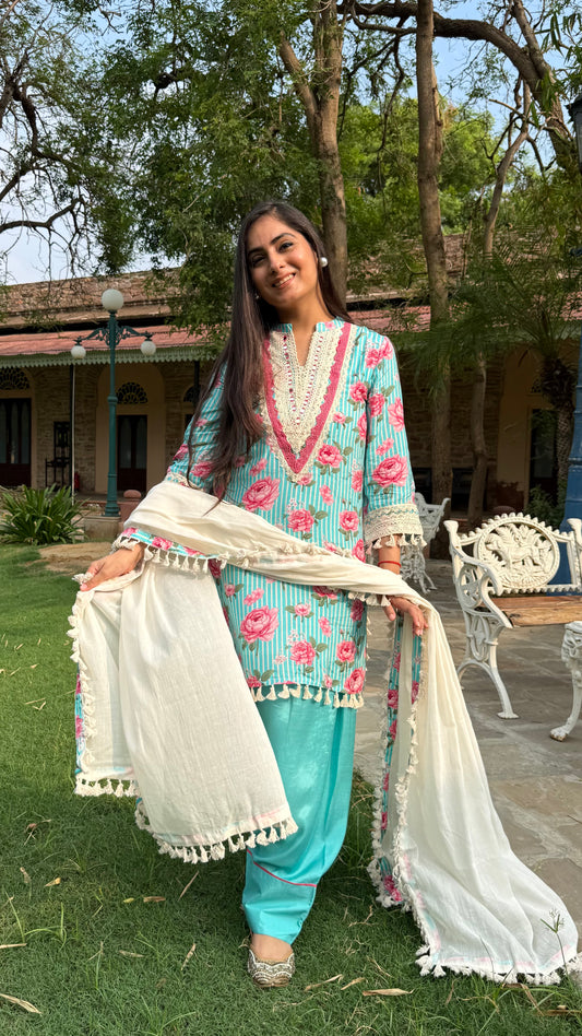Blue Rose Lace Suit