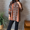 Brown Striped Printed Top