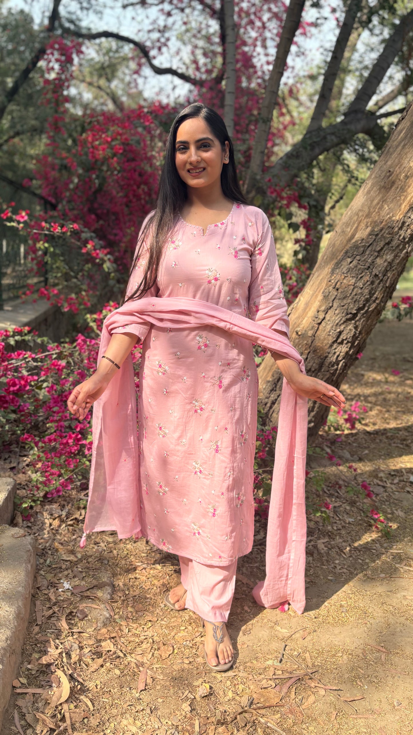 Pastel Bloom Cotton Mulmul Suit