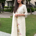 Saira Ivory Floral Embroidered Suit