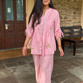 Pink Pintuck Embroidered Co-ord Set