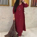 Shifa Maroon A-Line Suit