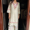 Mehak Cream Schiffli Coord Set