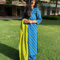 Priya Blue Leheriya Suit Set