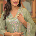 Manika Green Muslin Suit