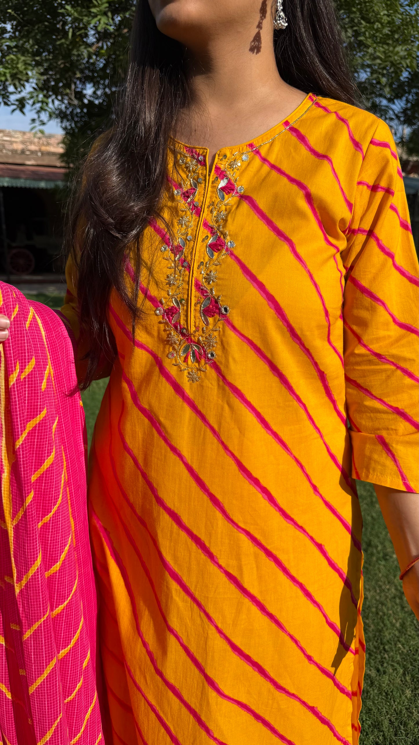 Priya Yellow Leheriya Suit Set