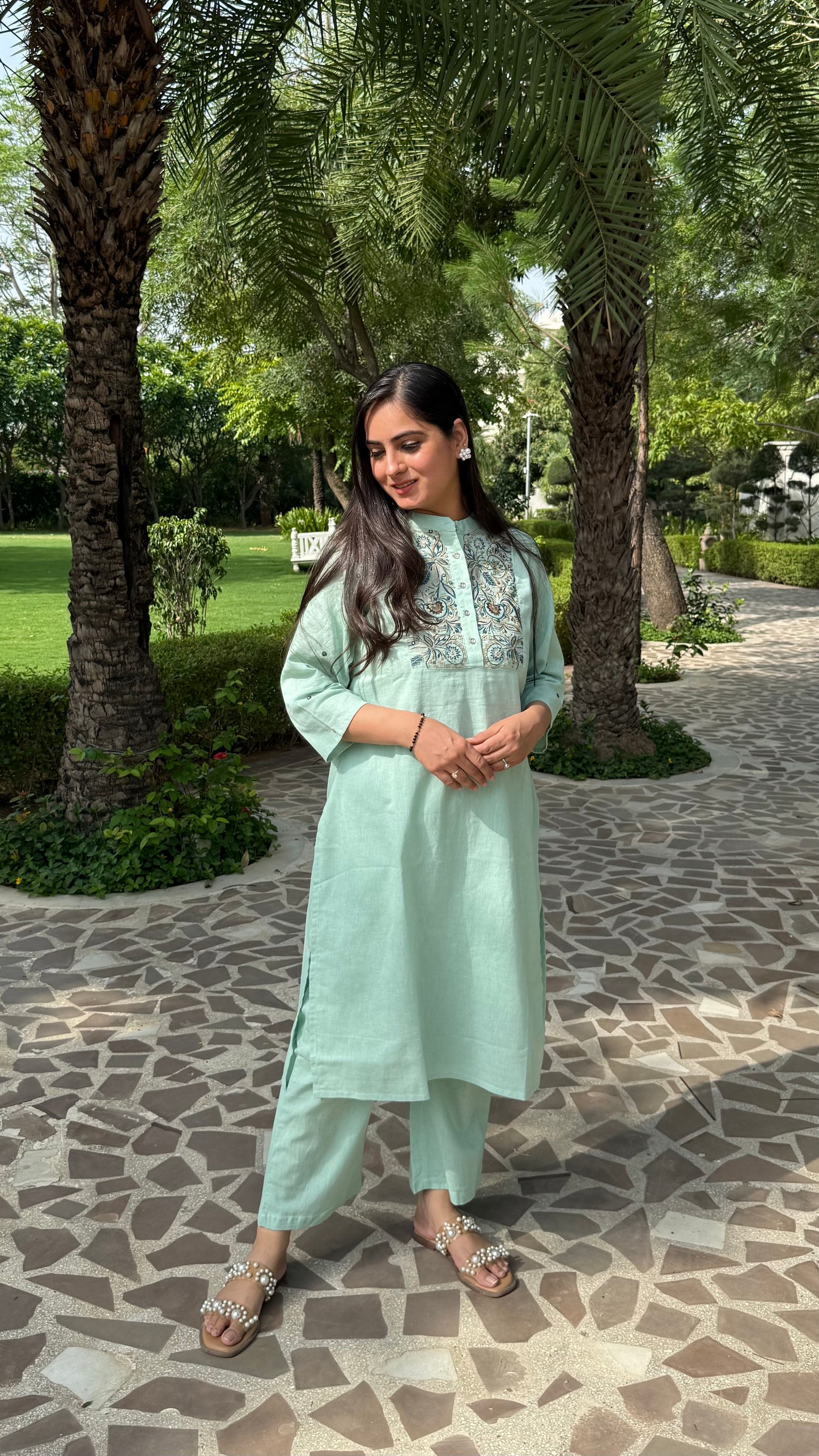 Mint Green Embroidered Co-ord Set