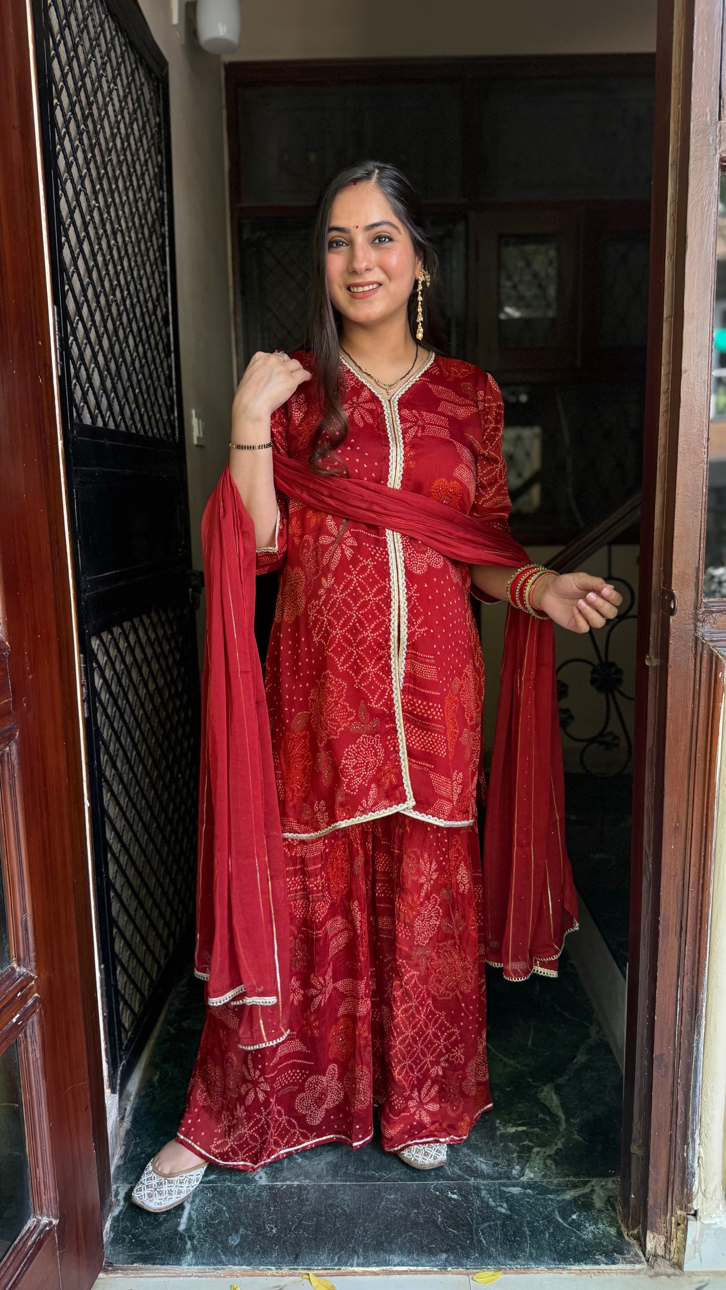 Fiza Garnet Chinnon Garara Suit