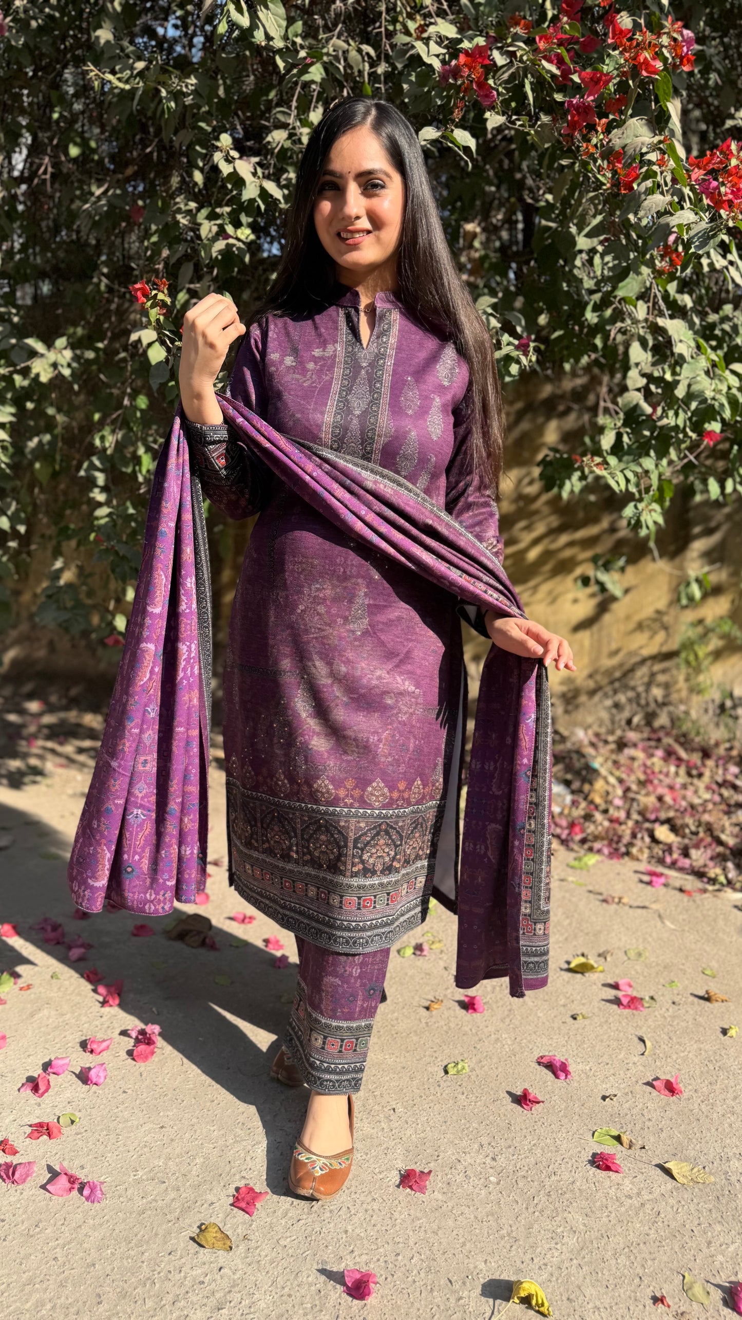 Aliya Purple Woollen Suit