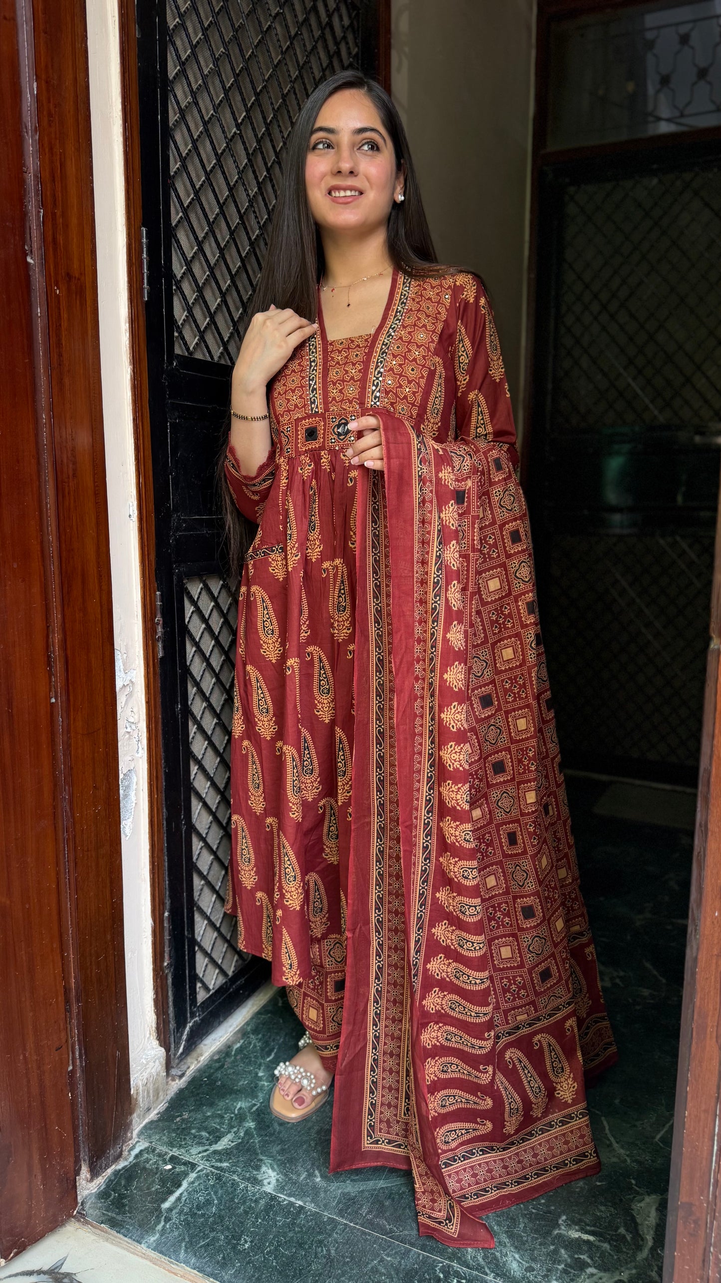 Saanvi Rust Flared Suit