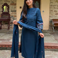 Meher Navy Pintuck Suit