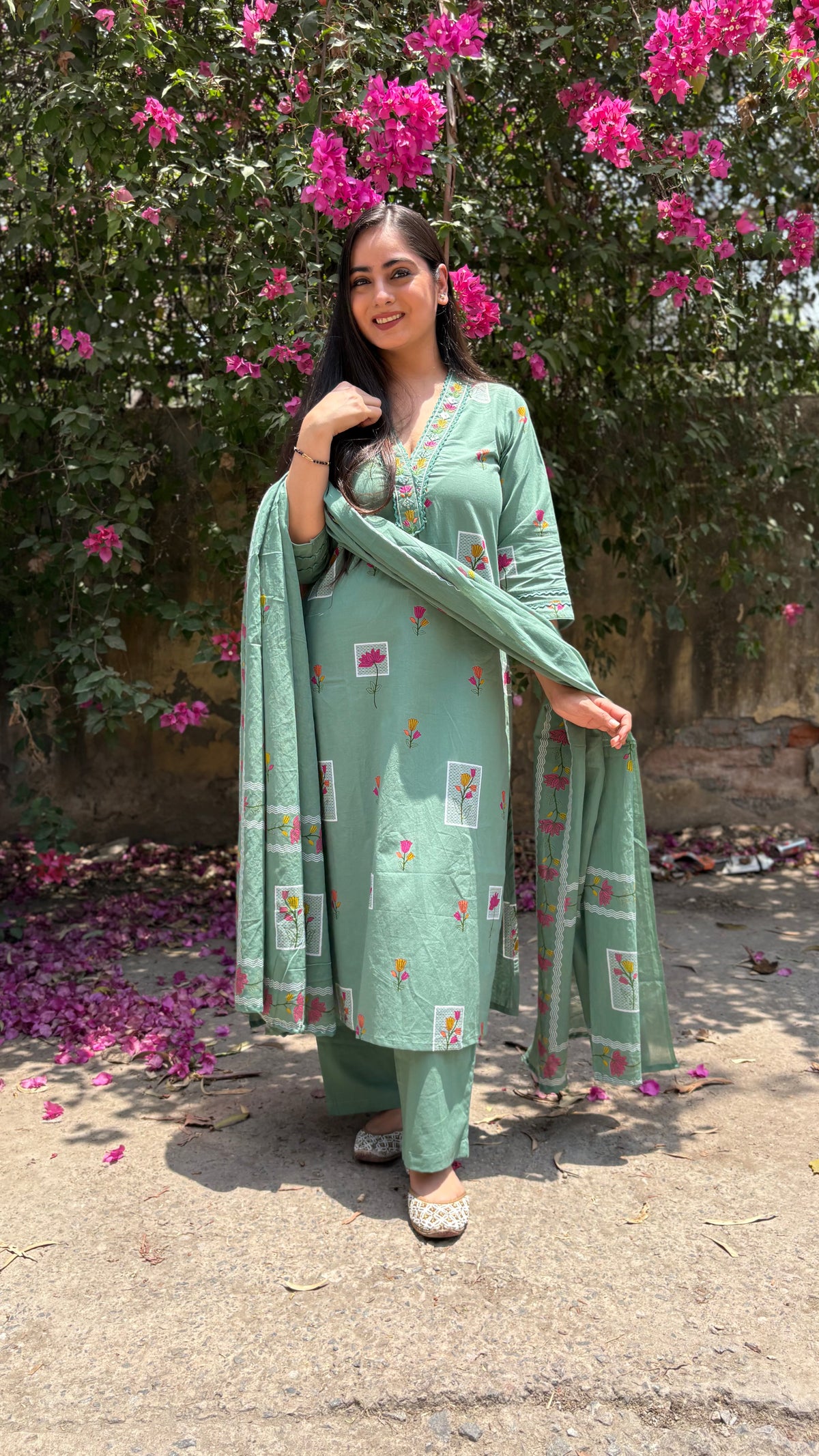 Rashmi Cyan Cotton Suit