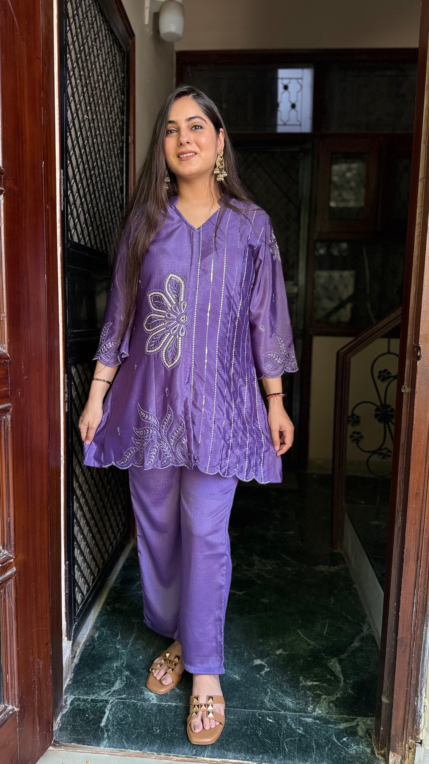 Mahira Purple Chinnon Coord Set