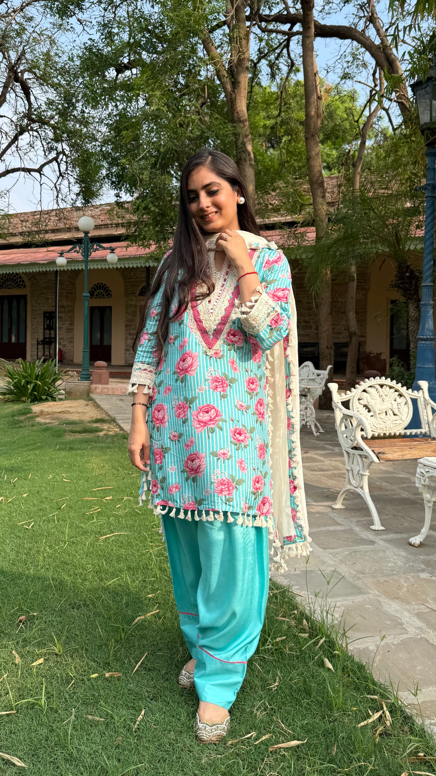 Blue Rose Lace Suit