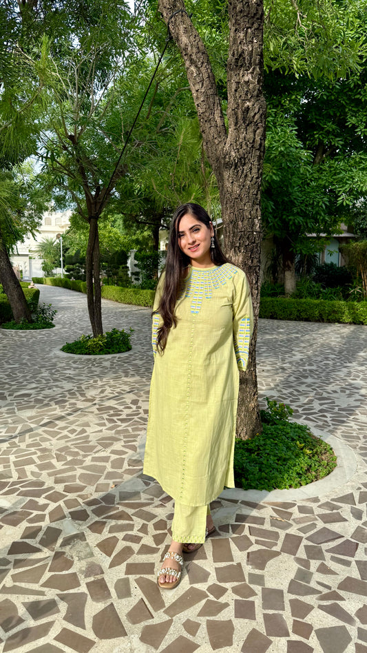 Pastel Bloom Embroidered Kurta Set