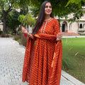 Kyra Rust Leheriya Anarkali Set