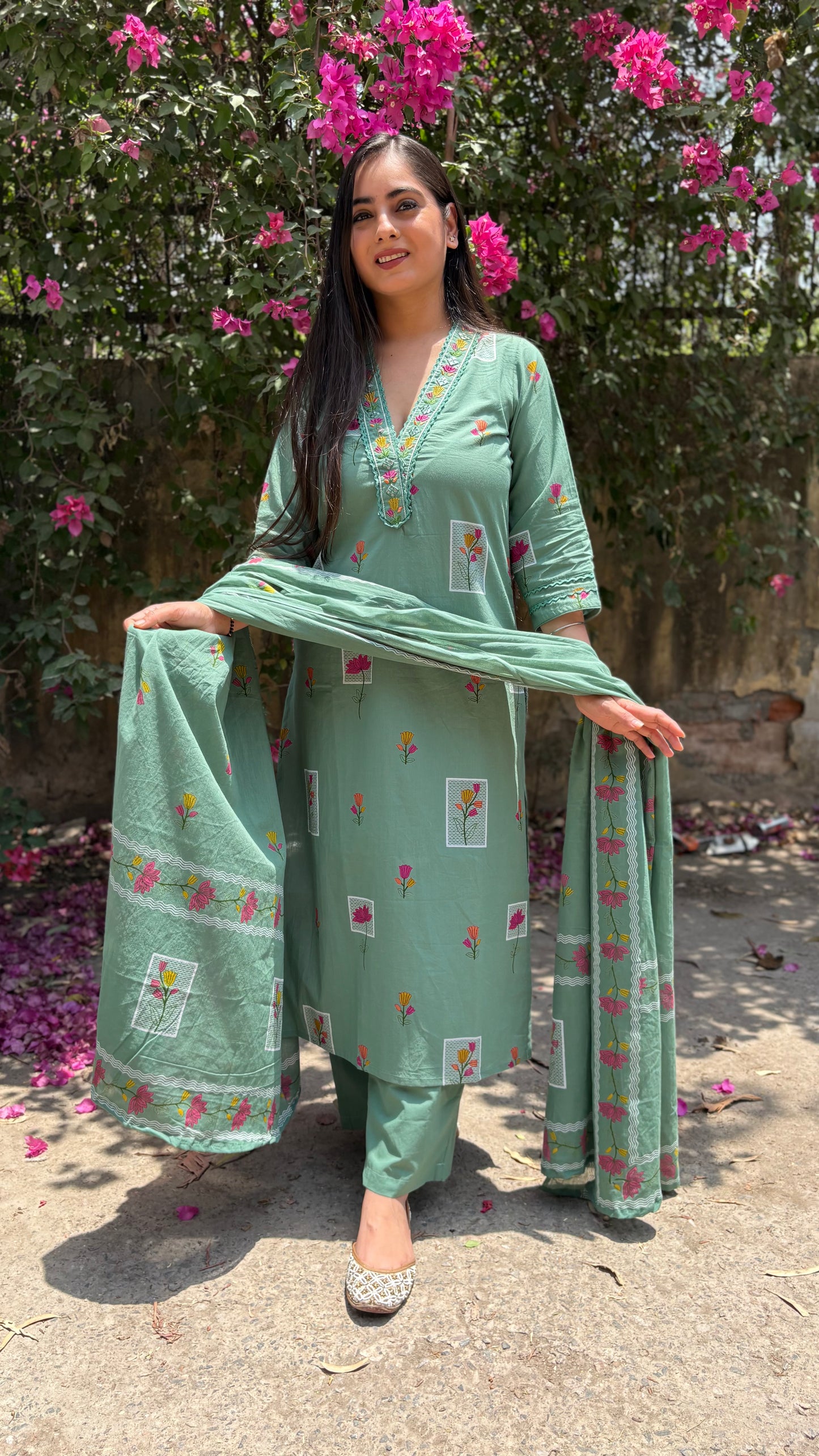 Rashmi Cyan Cotton Suit