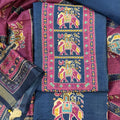 Anika Navy Motif Unstitched Suit
