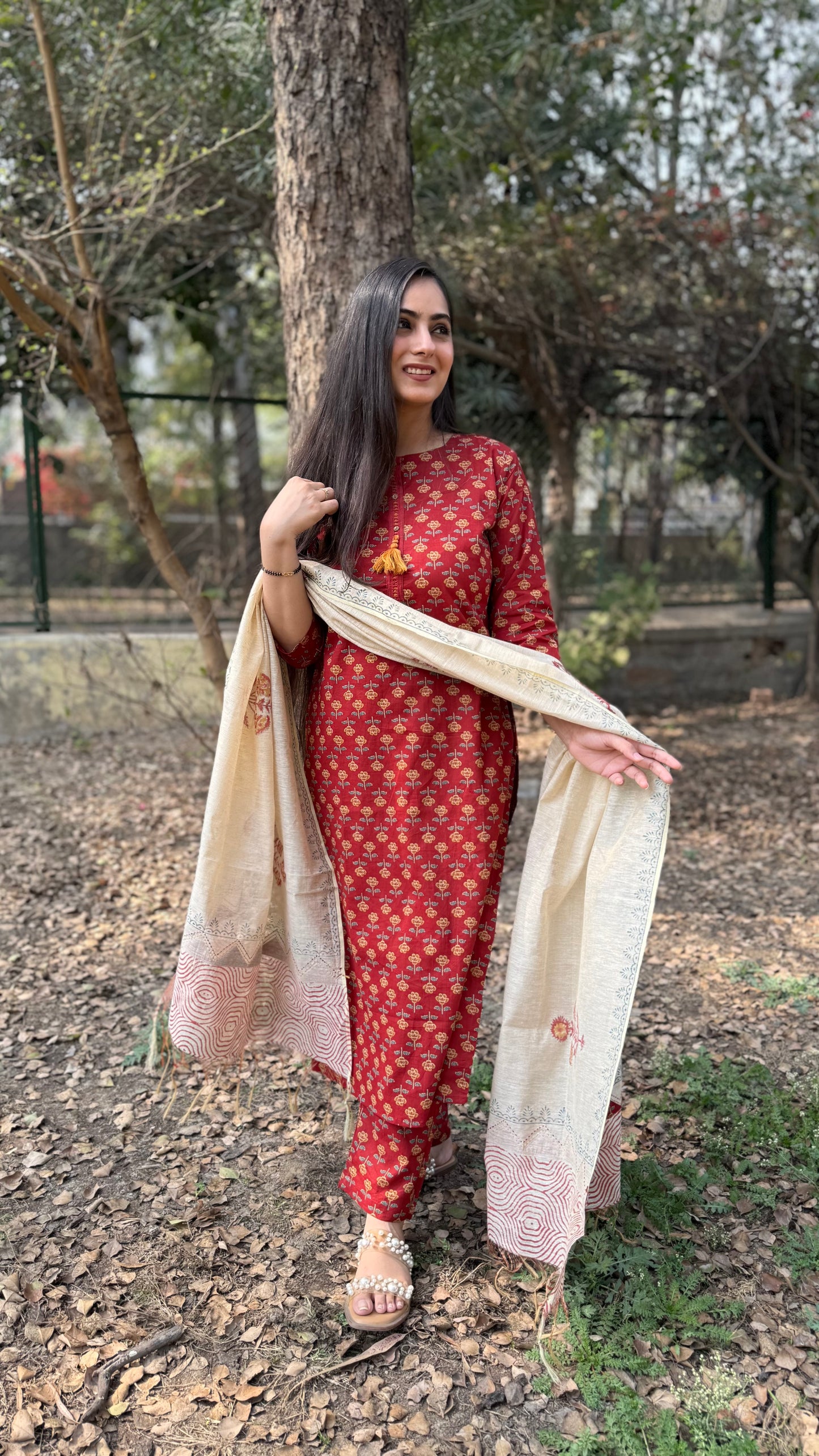 Kusum Rust Cotton Suit