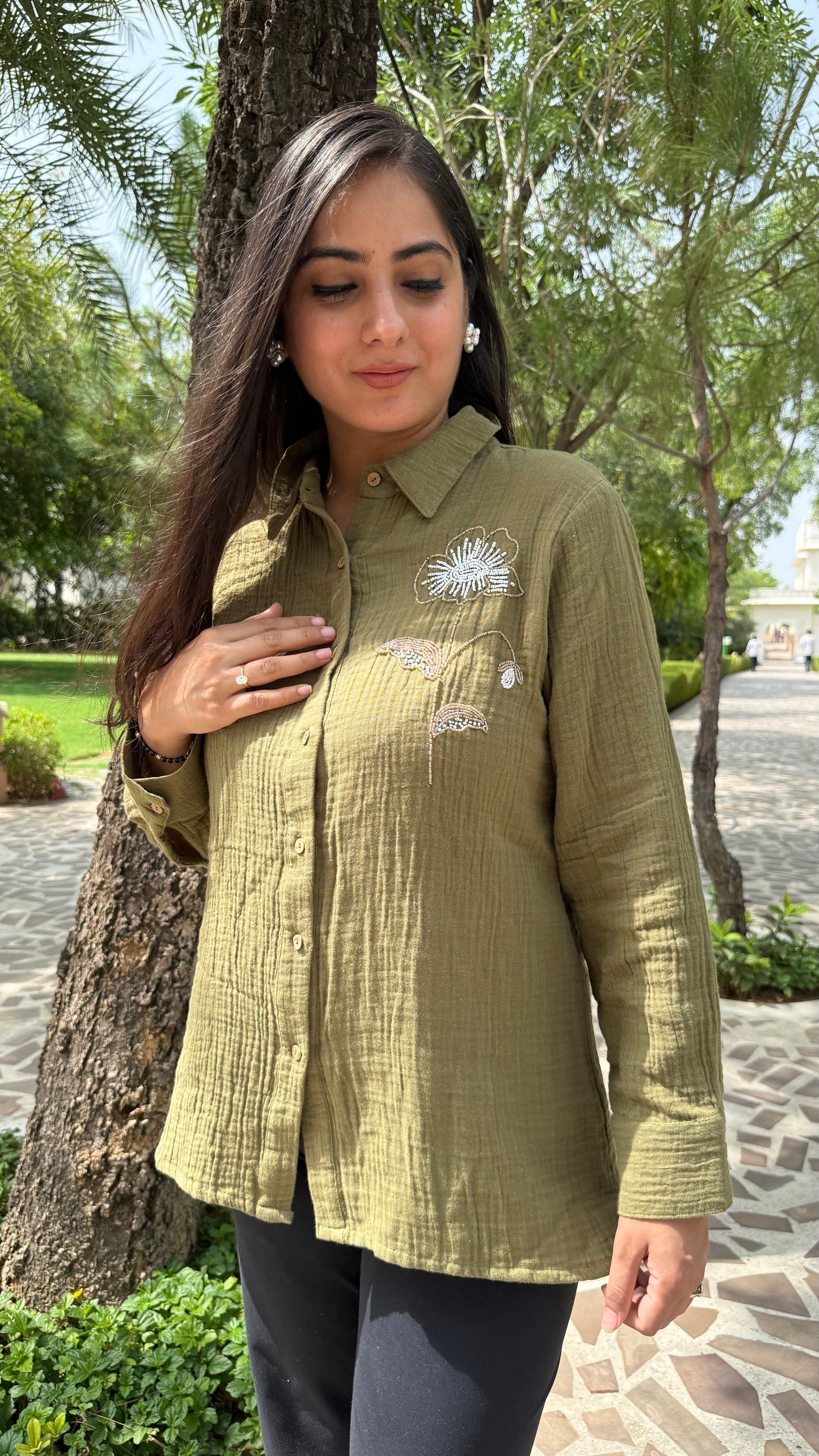 Olive Bloom Shirt
